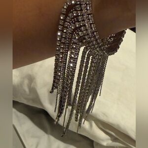 OFF PARK (R) COLLECTION WHITE CRYSTAL SILVER TONE FRINGE BRACELET